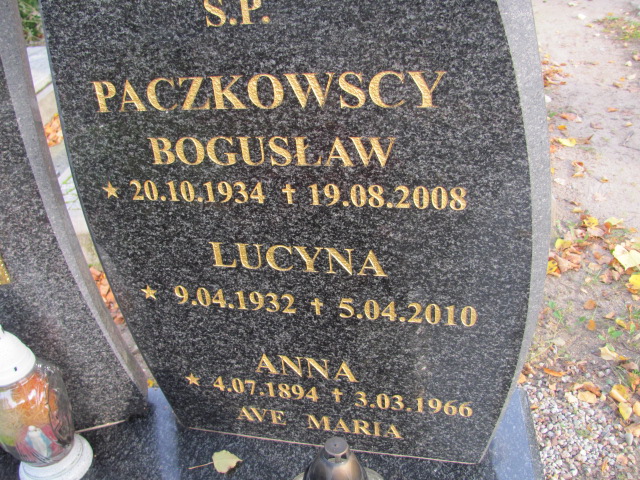 Anna Paczkowska 1894 Elbląg - Grobonet - Wyszukiwarka osób pochowanych