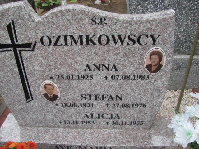 Alicja Bogumiła Ozimkowska 1955 Elbląg - Grobonet - Wyszukiwarka osób pochowanych