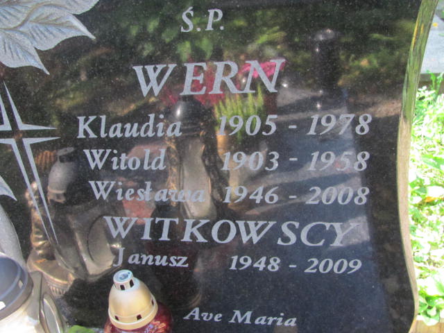 Klaudia Wern 1905 Elbląg - Grobonet - Wyszukiwarka osób pochowanych