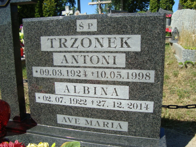 Albina Trzonek  1922 Elbląg - Grobonet - Wyszukiwarka osób pochowanych