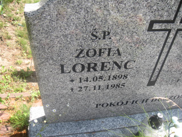 Zofia Lorenc 1898 Elbląg - Grobonet - Wyszukiwarka osób pochowanych
