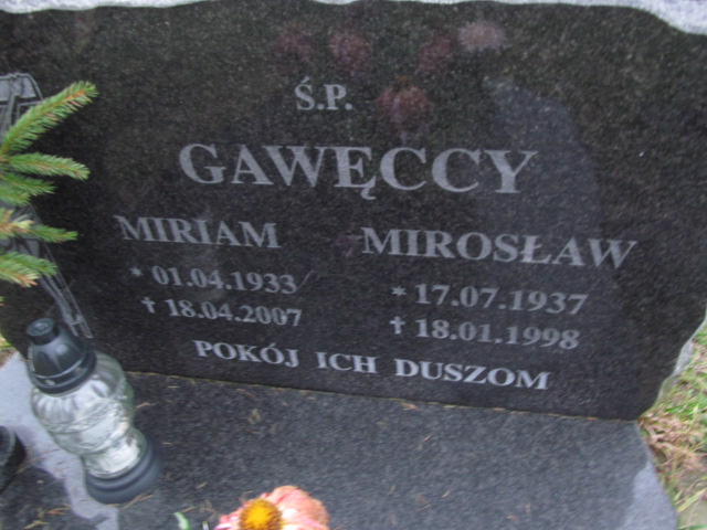 Miriam Gawęcka 1933 Elbląg - Grobonet - Wyszukiwarka osób pochowanych