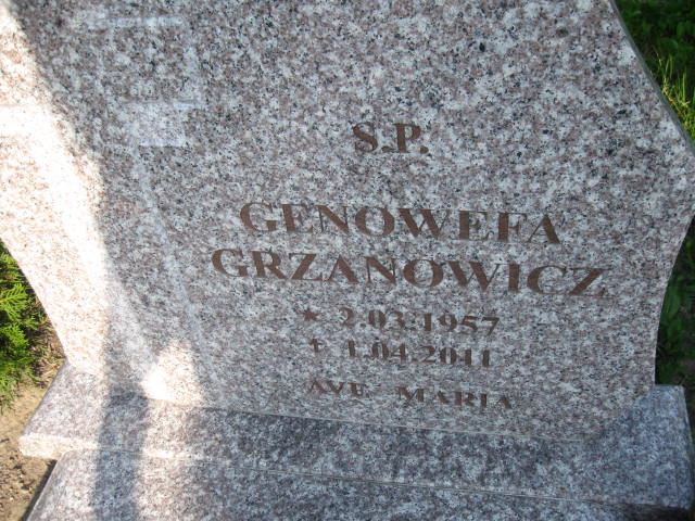 Genowefa Grzanowicz 1957 Elbląg - Grobonet - Wyszukiwarka osób pochowanych