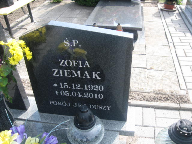 Zofia Ziemak 1920 Elbląg - Grobonet - Wyszukiwarka osób pochowanych