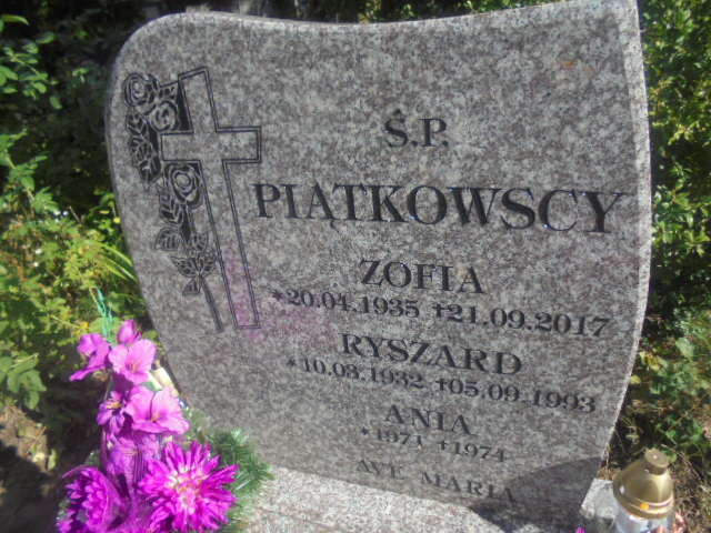 Zofia Piątkowska 1935 Elbląg - Grobonet - Wyszukiwarka osób pochowanych