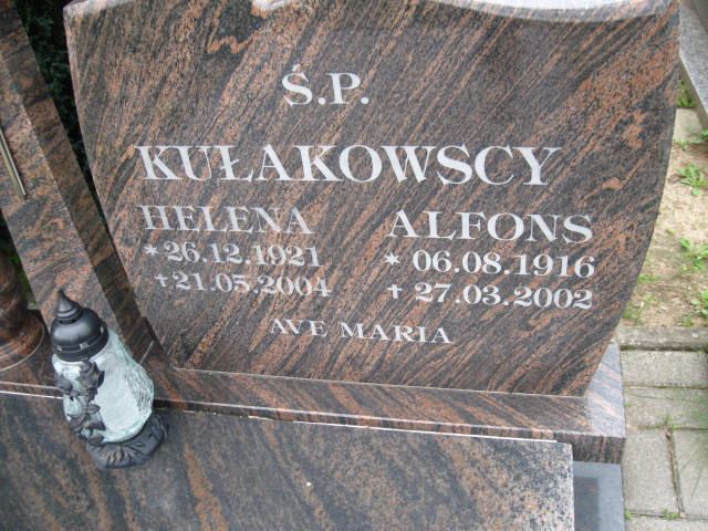 Helena Kułakowska 1921 Elbląg - Grobonet - Wyszukiwarka osób pochowanych