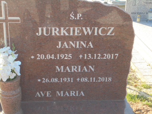 Janina   Urszula Jurkiewicz 1925 Elbląg - Grobonet - Wyszukiwarka osób pochowanych