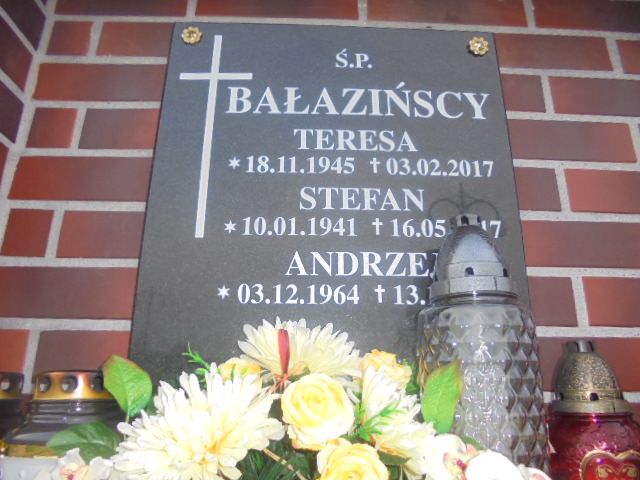 Teresa Bałazińska 1945 Elbląg - Grobonet - Wyszukiwarka osób pochowanych