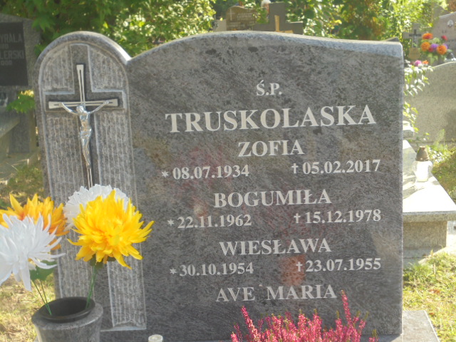 Bogumiła Zofia Truskolaska 1962 Elbląg - Grobonet - Wyszukiwarka osób pochowanych