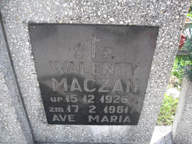 Walenty Maczan 1926 Elbląg - Grobonet - Wyszukiwarka osób pochowanych